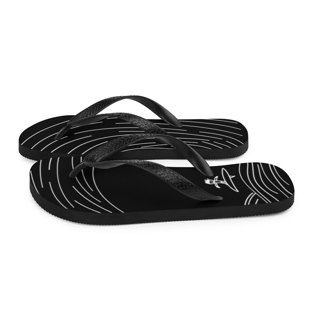 "Wave Rider" Black Flip-Flops