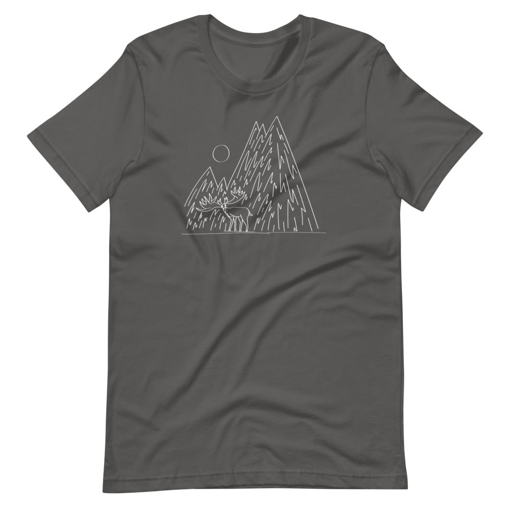 "Elk & Mountain" Adult Short-Sleeve Unisex T-Shirt