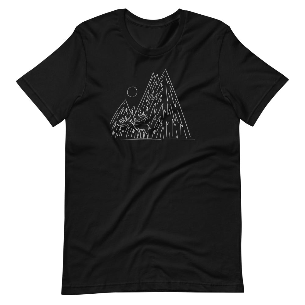 "Elk & Mountain" Adult Short-Sleeve Unisex T-Shirt