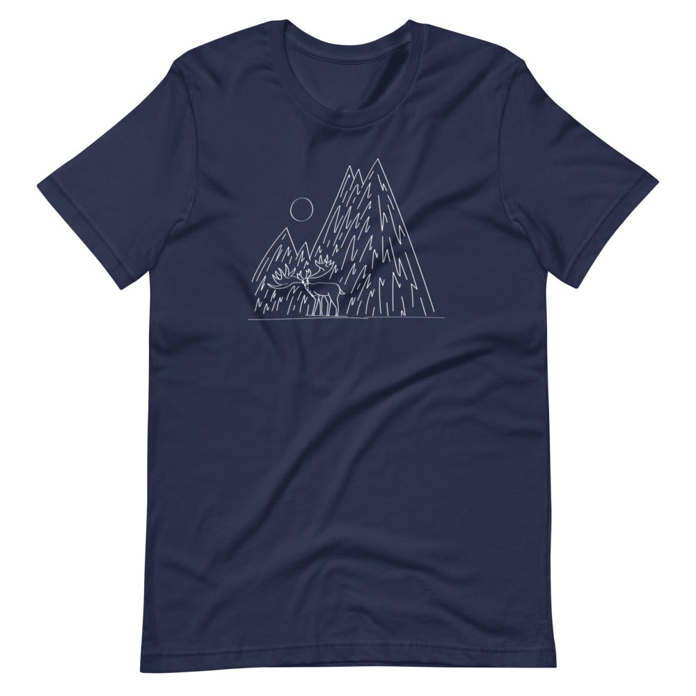 "Elk & Mountain" Adult Short-Sleeve Unisex T-Shirt